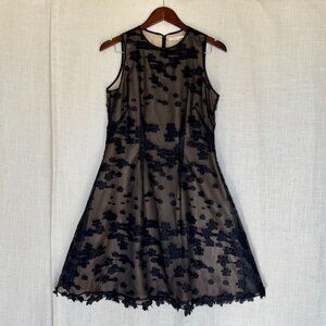 Leon Max Limited Edition Y2k Black Sleeveless Floral Applique Midi Dress Size 10
